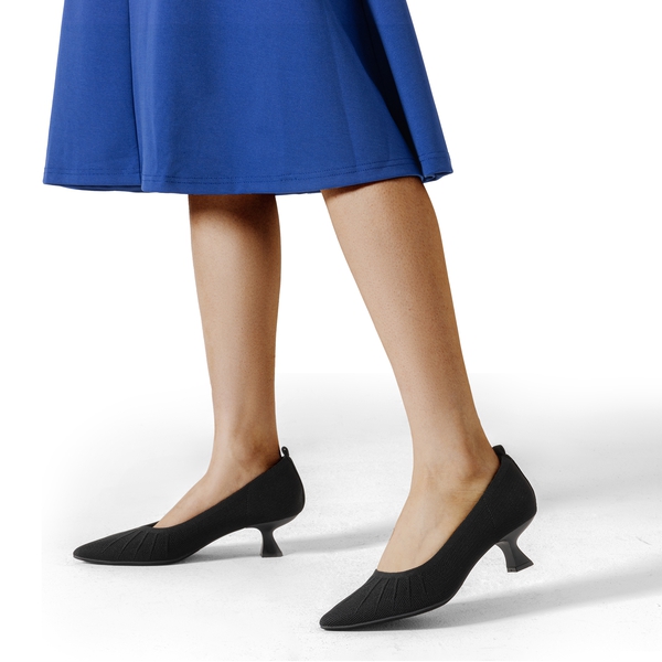 Low Kitten Heel Knit Pumps - BLACK - 1
